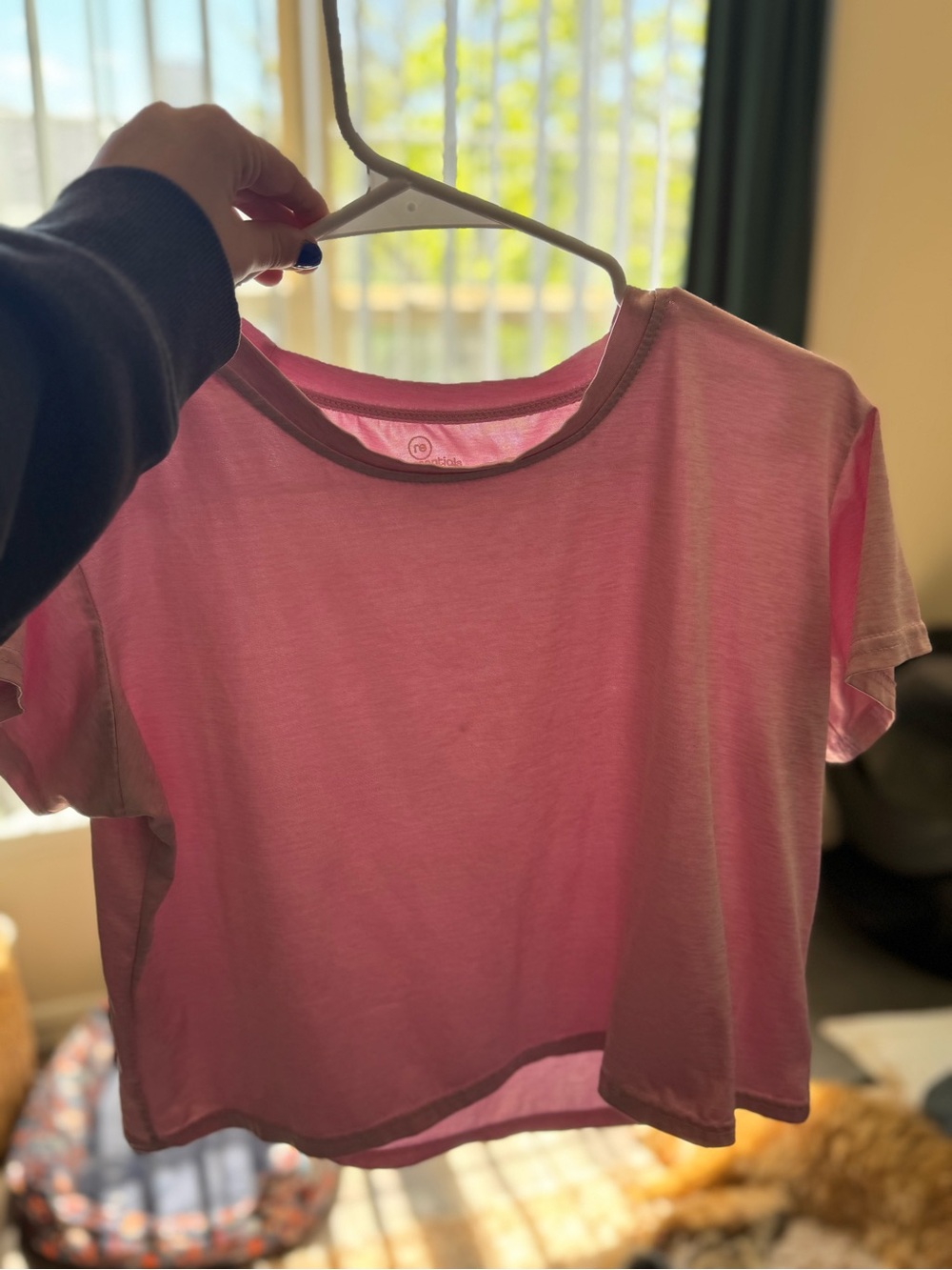 Blue and pink athletic tops
